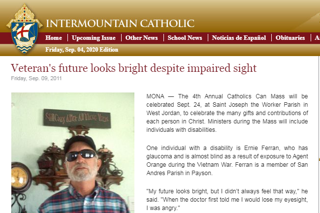 Screenshot of the article showing Ernie wearing glasses and a plaid shirt
