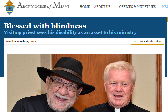 Father Patrick pictured smiling with a black hat on next to another priest