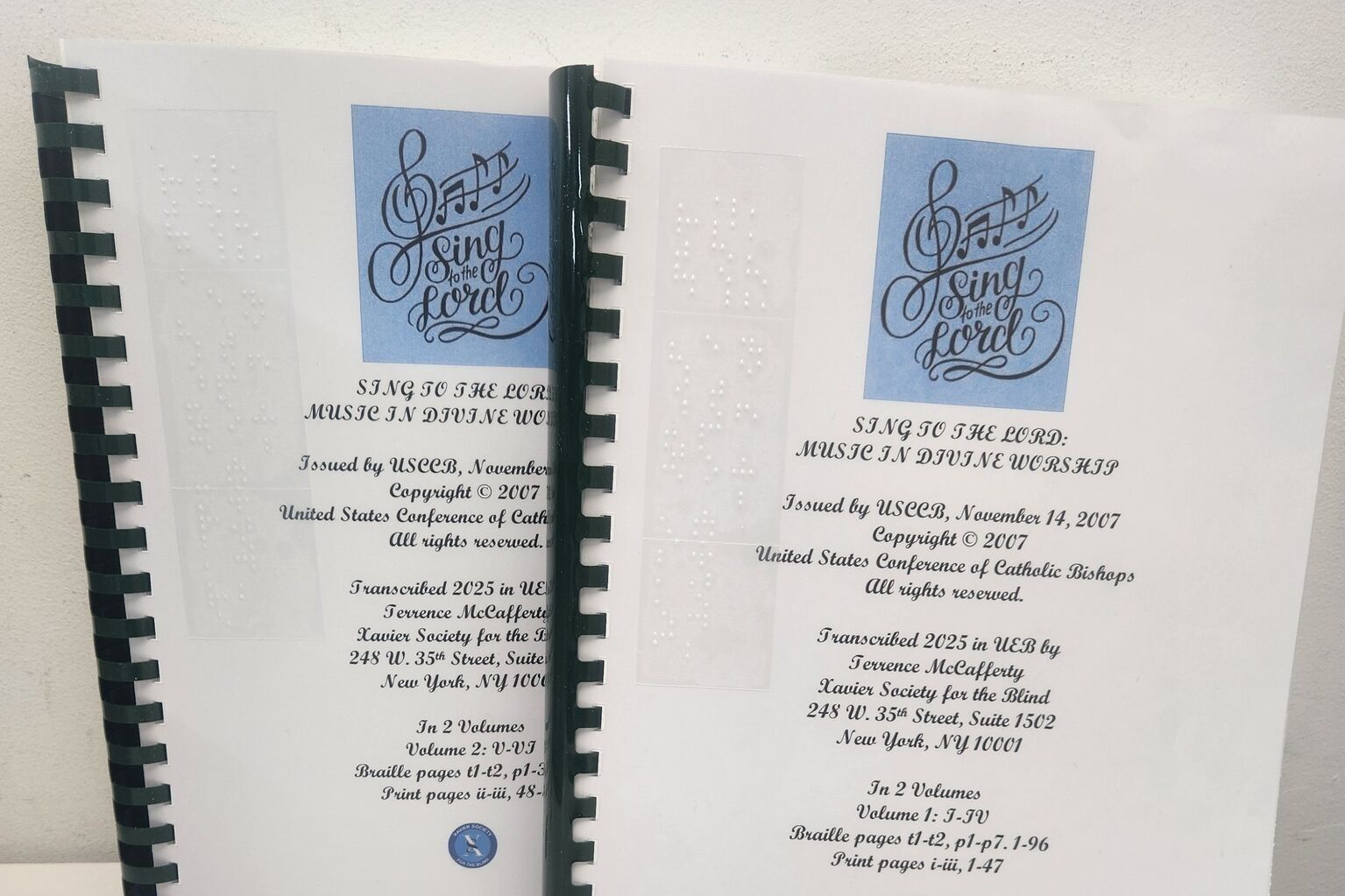 2 volumes of braille