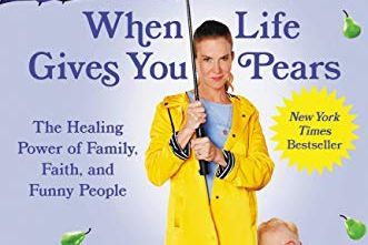 Cover of the book showing Jeannie holding an umbrella with pears