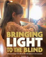 A young patron of ours who received braille textbooks, praying in her church before receiving her First Holy Communion