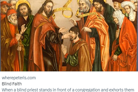 Screenshot of the webpage showing a Renaissance depiction of Jesus curing Bartimaeus